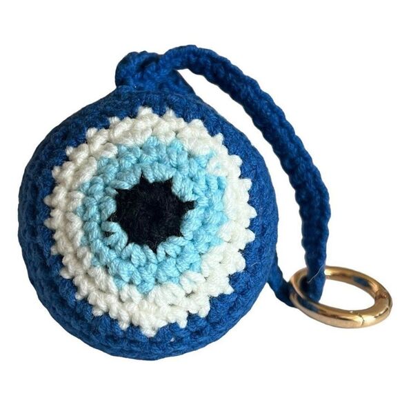 Handmade Crochet Evil Eye Keychain - Picture 1 of 10